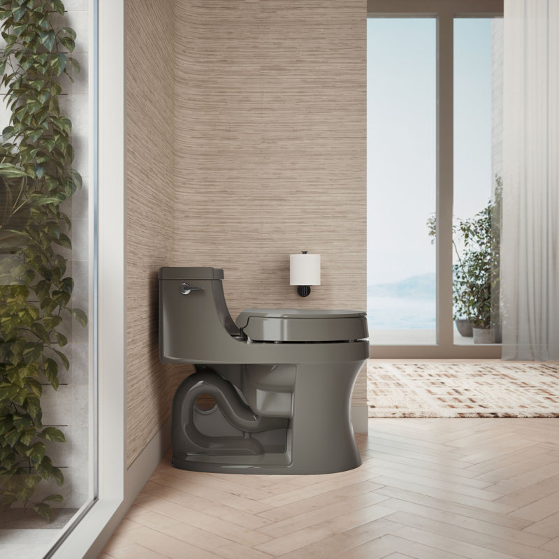 Hyten Elevated Quiet-Close Round-Front Toilet Seat, Thunder Gray