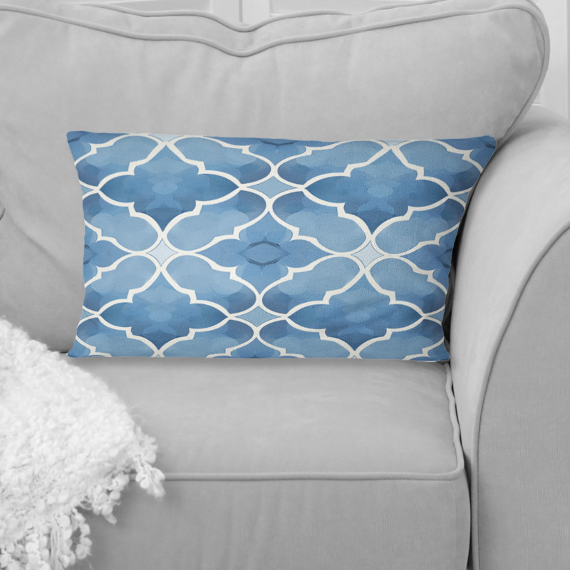 Coussin bleu moderne à motif quadrilobe IV - moderne