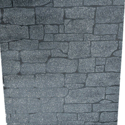 Black Silver Grey Glitter 3D Brick Wall Textured Paste The Wall Wallpaper Thick