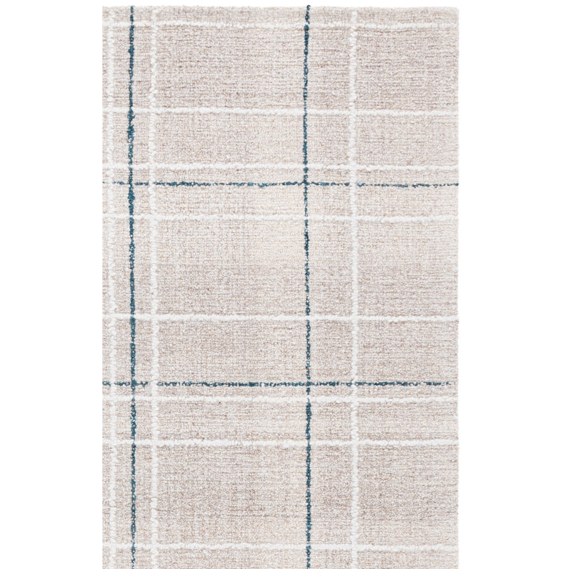 Genre 503 Hand Tufted 80% Wool; 20% Cotton Plaid Rug, Rectangle 4' x 6'