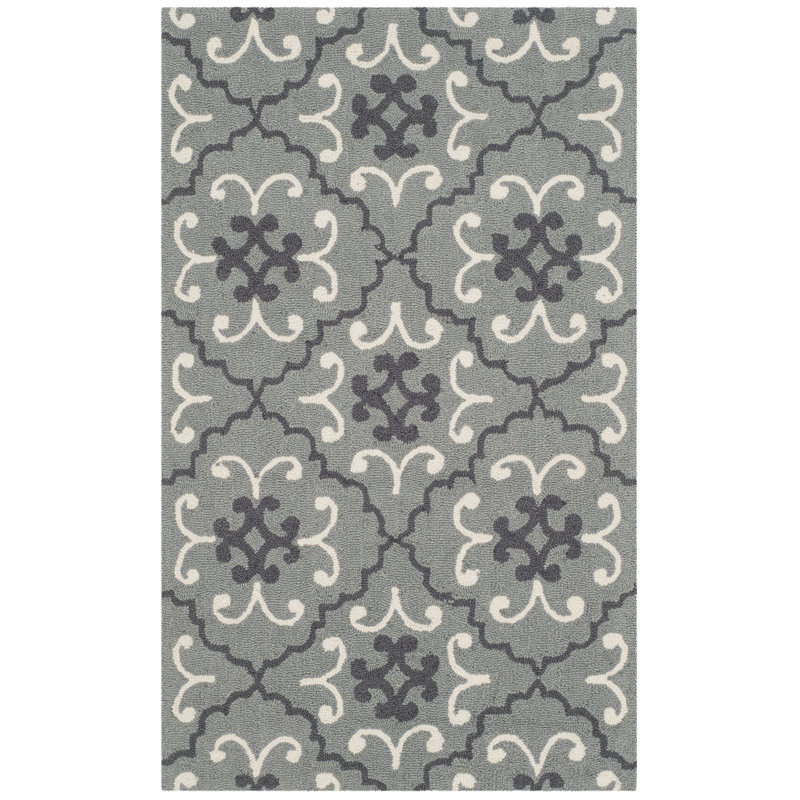 Hand Hooked Performance Geometric Rug, Rectangle 5' x 8'