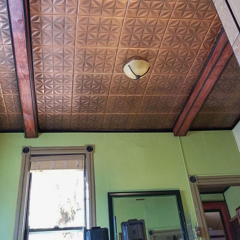 Carreau de plafond en polystyrène collé 1,6 pi x 1,6 pi Perception, Cuivre antique