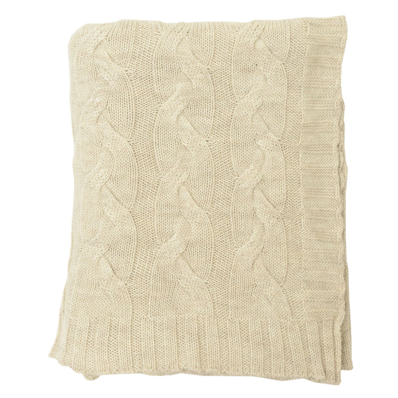 Hampton Knitted Throw Blanket, Beige