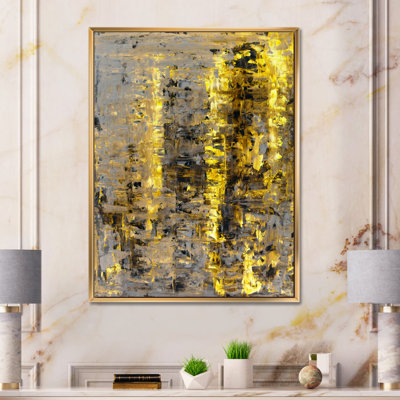 «Yellow Meets Gray Abstract Art II», peinture sur toile