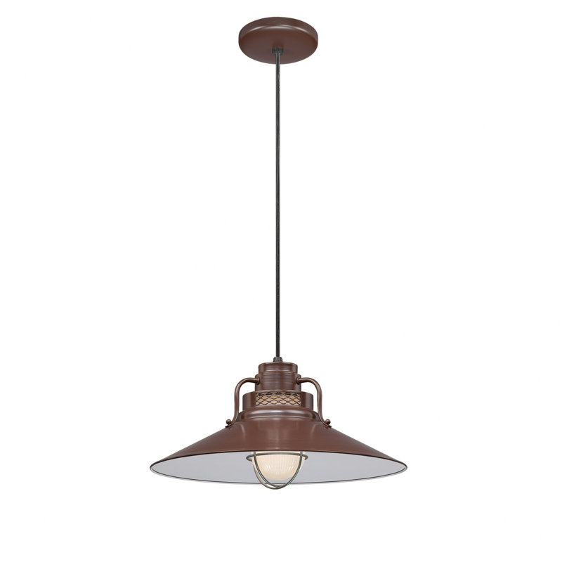 Luminaire suspendu conique à 1 lumière Fitzhugh, Galvanisé, H 10 po x l 18 po