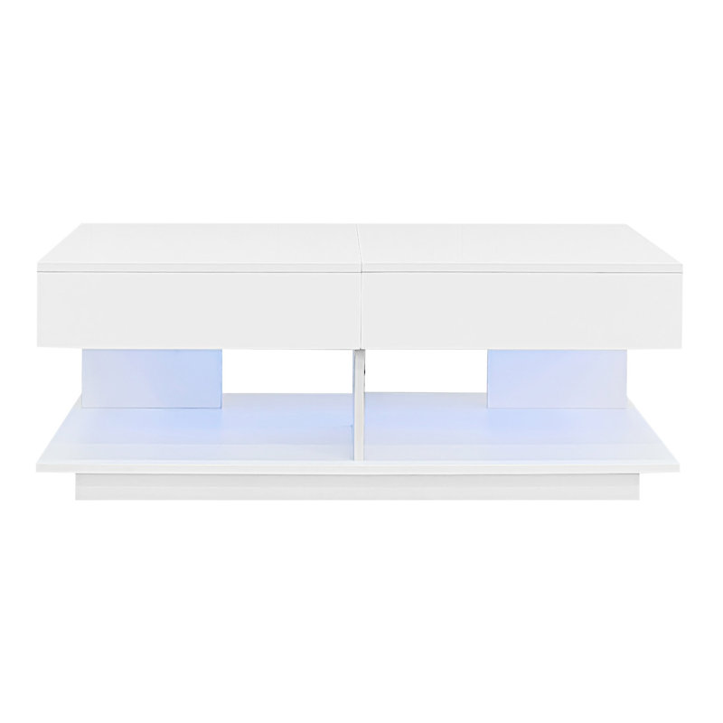 Extendable Coffee Table With Multiple Storage Compartments, White