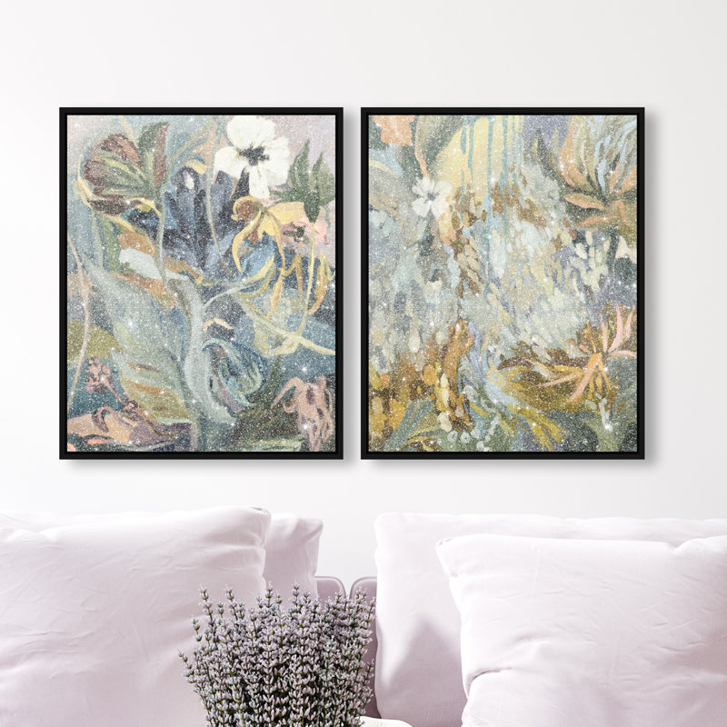Moss Overlap Set Set by Oliver Gal, 42"H x 34"W, Black Floater Frame
