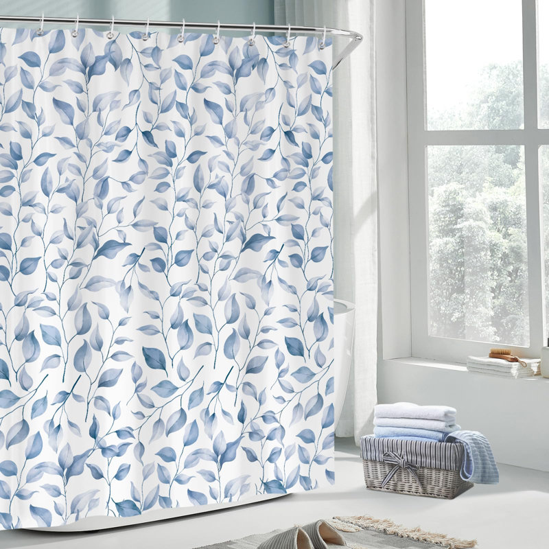 Shower Curtain Floral Botanical Plants Leaves Bathroom Curtain Waterproof 180x180cm, Mildew & Mould Resistant Polyester with 12 Hooks