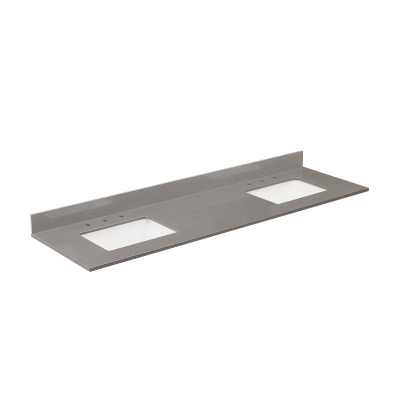Madrid 73'' Concrete Gray Double Vanity Top with White Sinks