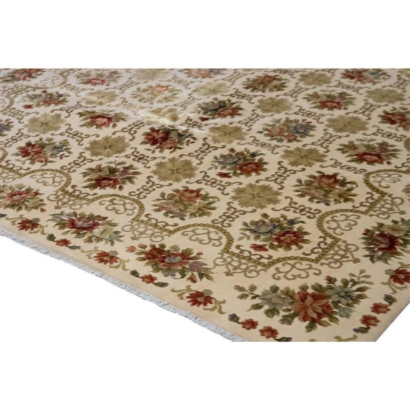 High-Quality Hand-Knotted Ivory Area Rug