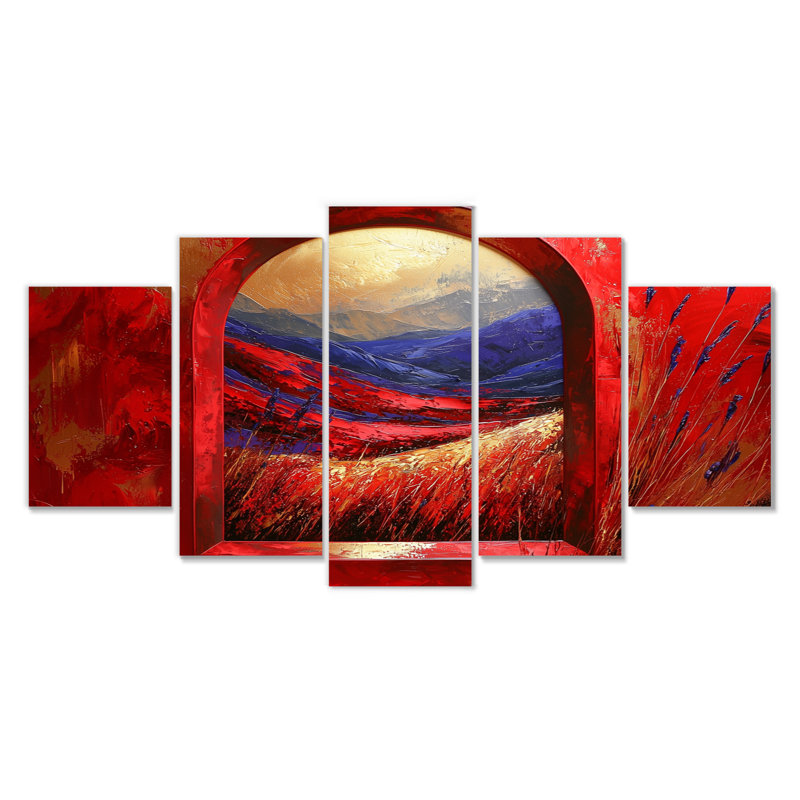 «Red Summer Meadow», ensemble d'art mural prairie