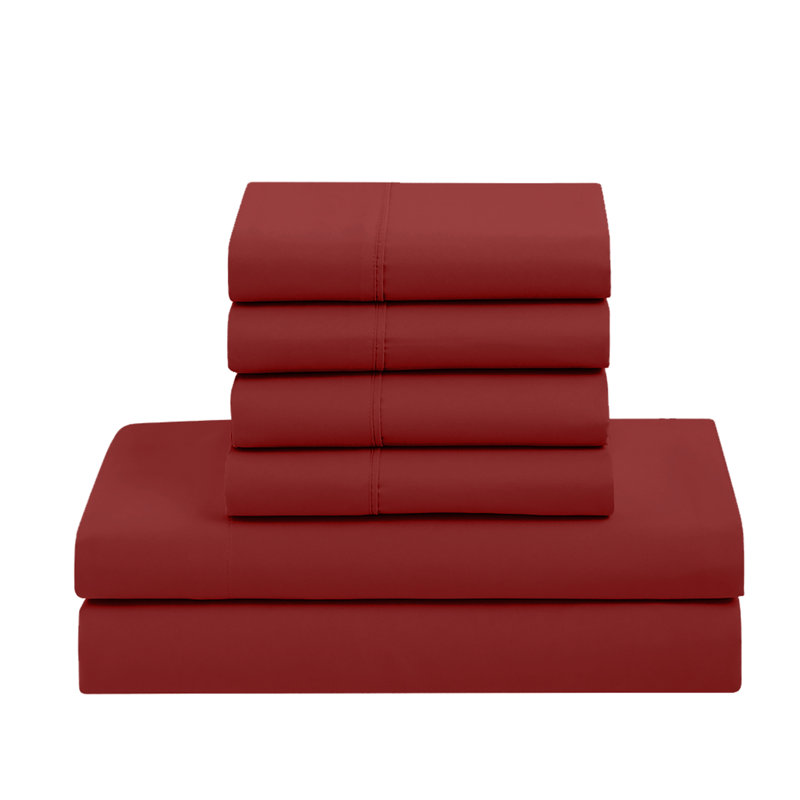  Luxury Alternative Comforter and Sheet Set, Red, Full Comforter + 6 Additional Pieces