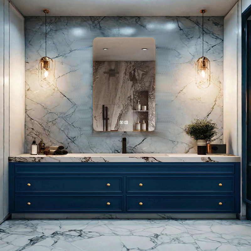 French modern rock plate bathroom cabinet, 19.68" H x 70.86" W x 19.68" D
