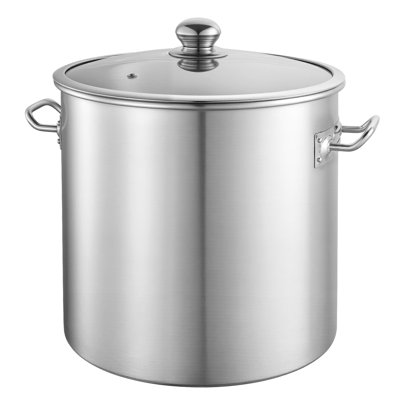 Marmite en acier inoxydable, marmite en acier inoxydable de 21 pintes avec couvercle en verre, sans PFOA, sans PFAS, compatible avec les cuisinières à gaz, les plaques de cuisson à induction, les cuisinières électriques, pour les soupes, les ragoûts et les pâtes