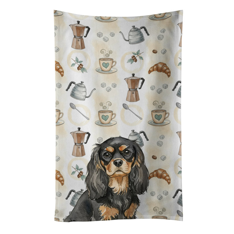 Serviette de cuisine Coffee Bar, Black and Tan Cavalier Spaniel