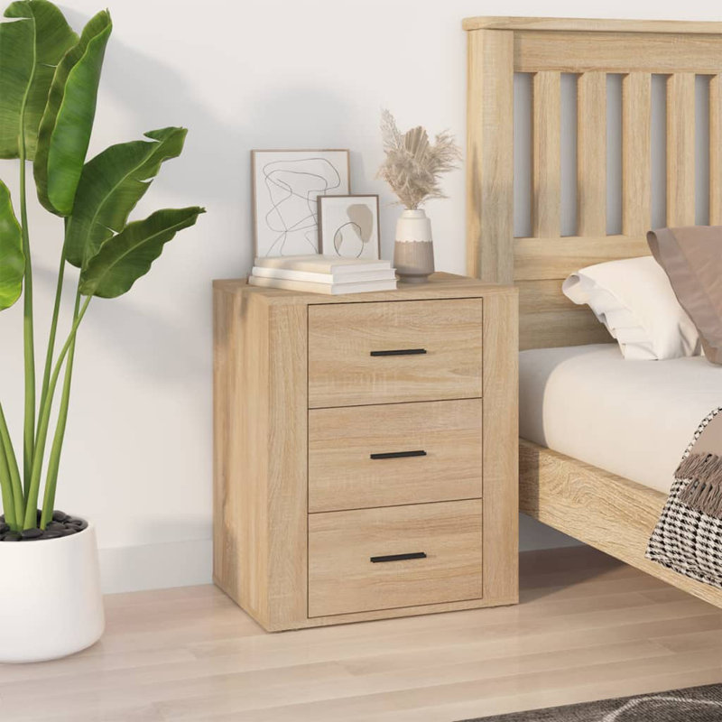 Javoney 50cm W Manufactured Wood Bedside Table, Oak