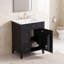 Meuble-lavabo autoportant en MDF noir de 61 cm (24 po) avec lavabo en céramique, poignées en métal, porte à fermeture amortie et tablette de rangement.-134166214