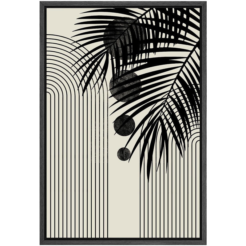 «Duotone Tropical Mid-Century Leaf Collage», reproduction sur toile avec cadre flottant, H 36 po x l 24 po x P 1,5 po