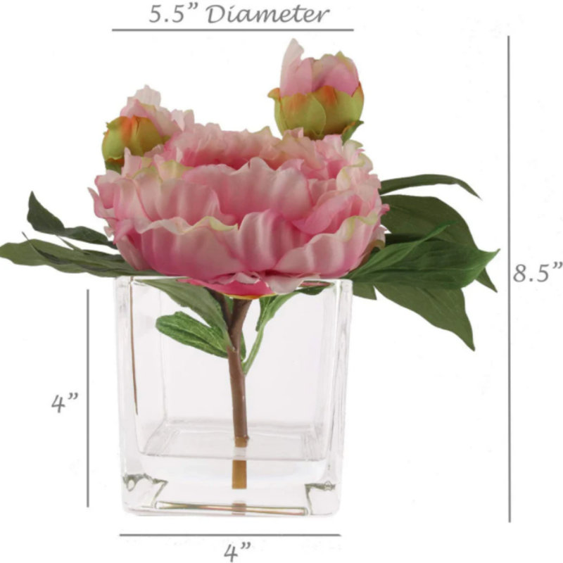 Arrangement floral pivoines en soie artificielle, Mauve