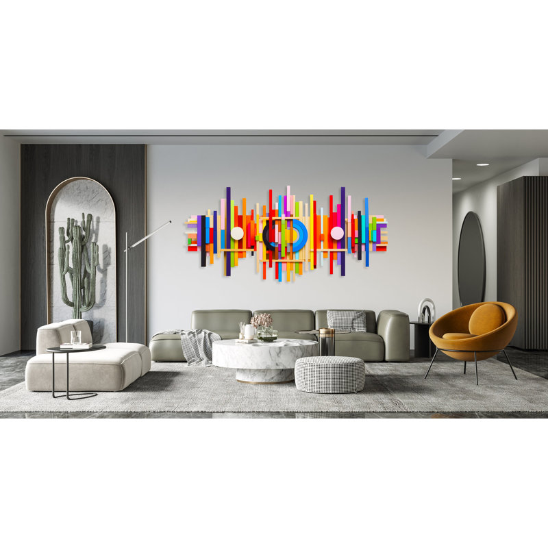 Art mural imprimé géométrique imprimé aux États-Unis, fabriqué par USAQ, H 15 po x l 40 po x P 1,25 po