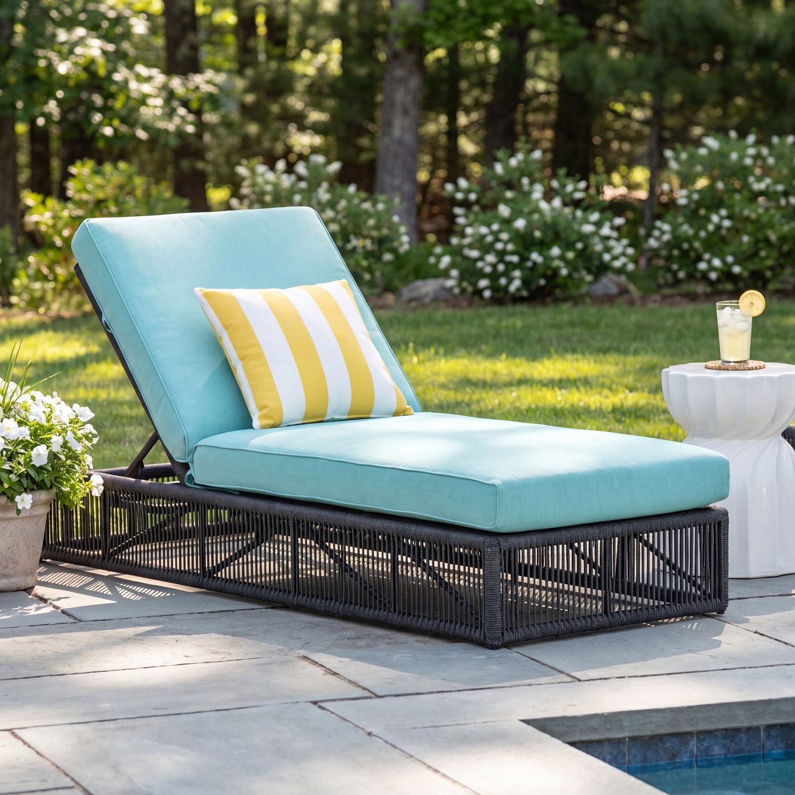 78.25'' Outdoor Olefin Rope Chaise Lounge, Echo Ash Sunbrella®