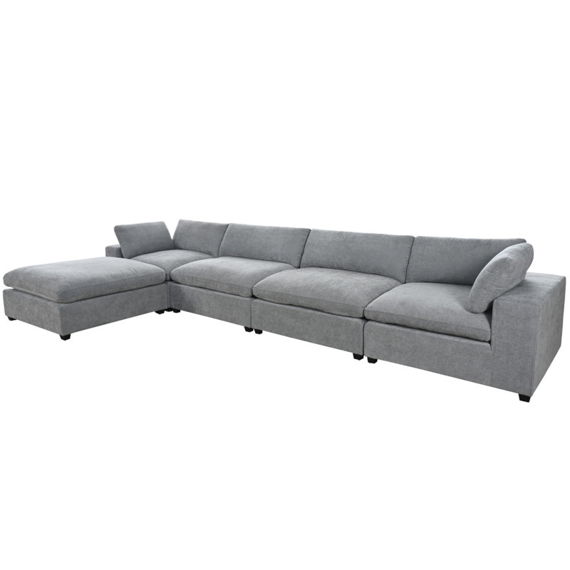 Upholstered Oversize Modular Sofa With Removable Ottoman,Sectional Sofa