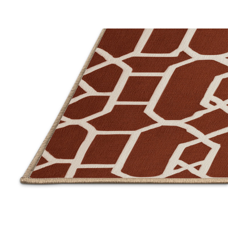Tapis brun treillis lavable à la machine, Rectangulaire 2 pi x 3 pi