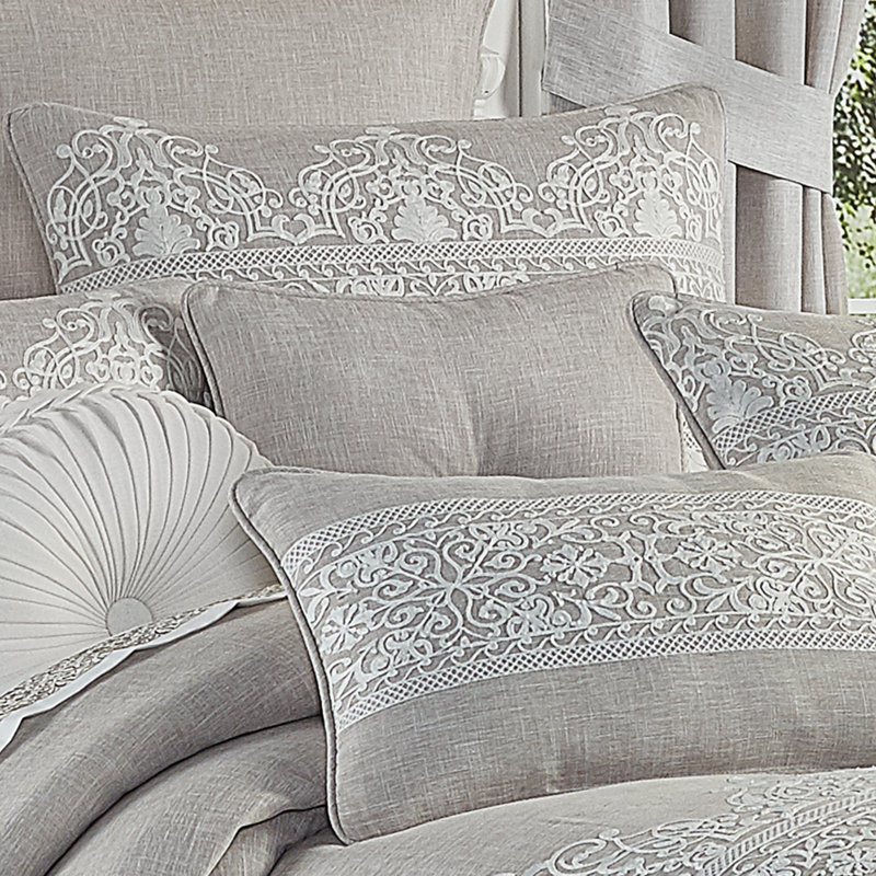 Annie Beige Faux Linen 18" Square Throw Pillow Set