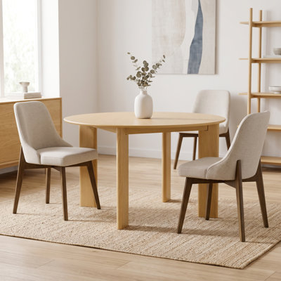 52" Round Dining Table Set with 2 Upholstered Dining Chairs 3-Piece 4-Leg Modern Dining Set
