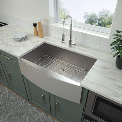 33'' L Farmhouse / Apron Single Bowl Stainless Steel Kitchen Sink