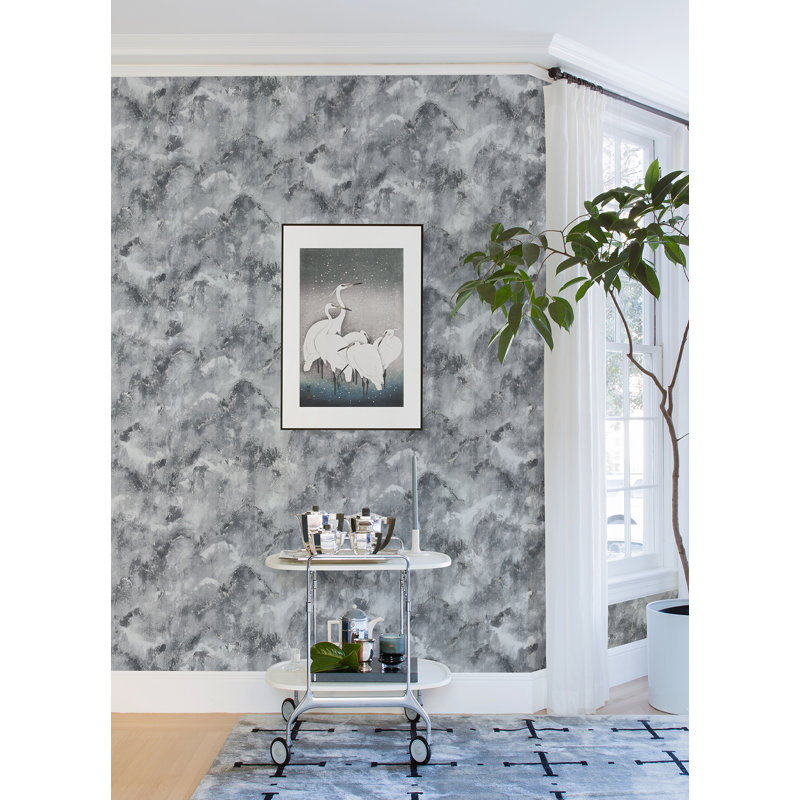Toula Abstract Metallic Wallpaper Roll, Charcoal