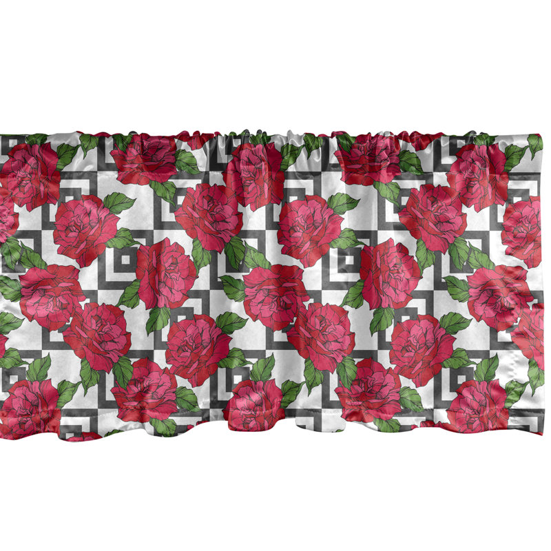 Ensemble de 2 cantonnières Ambesonne Roses 92254, L 54 po x L 12 po