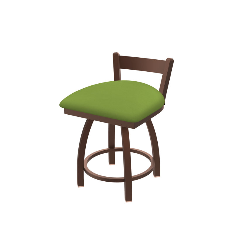 Catalina 18" Low Back Vanity Stool, Vinyl-Canter Kiwi Green, Bronze