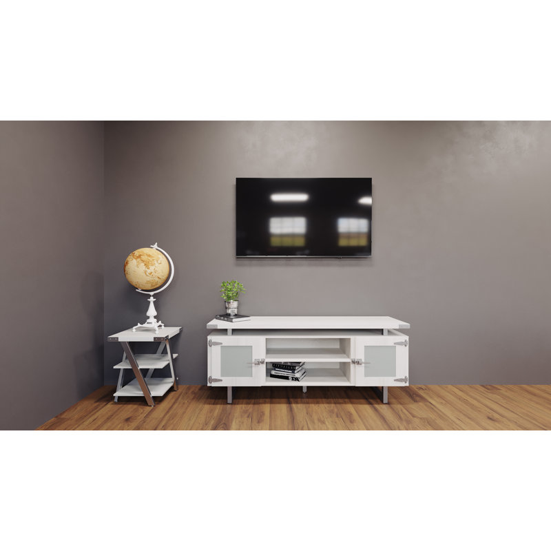 Mirella Low Wall Cabinet Glass Doors, White Ash