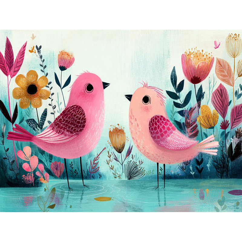 Ailes fantaisistes - Oiseaux ludiques en fleurs, H 24 po x l 36 po