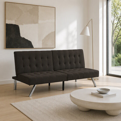 Canapé-lit futon polyvalent en bois et en acier inoxydable pour la détente et l'optimisation de l'espace