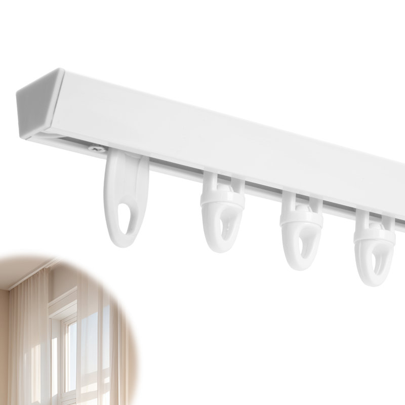 Tringle à rideaux double en aluminium, Blanc