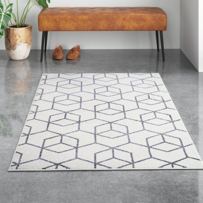 Tapis blanc / gris Amuda Blocks