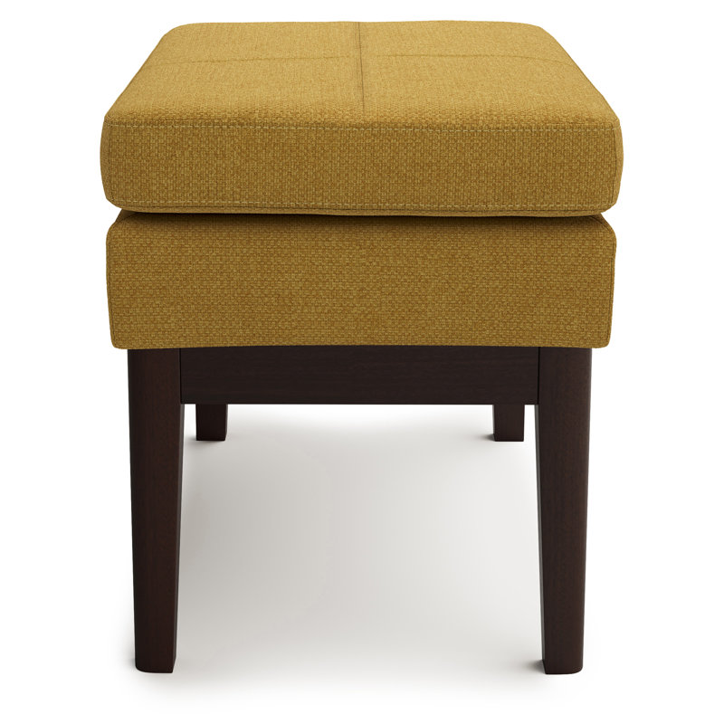 Carlson Marigold Linen Mid Century Ottoman Bench with Wood Frame