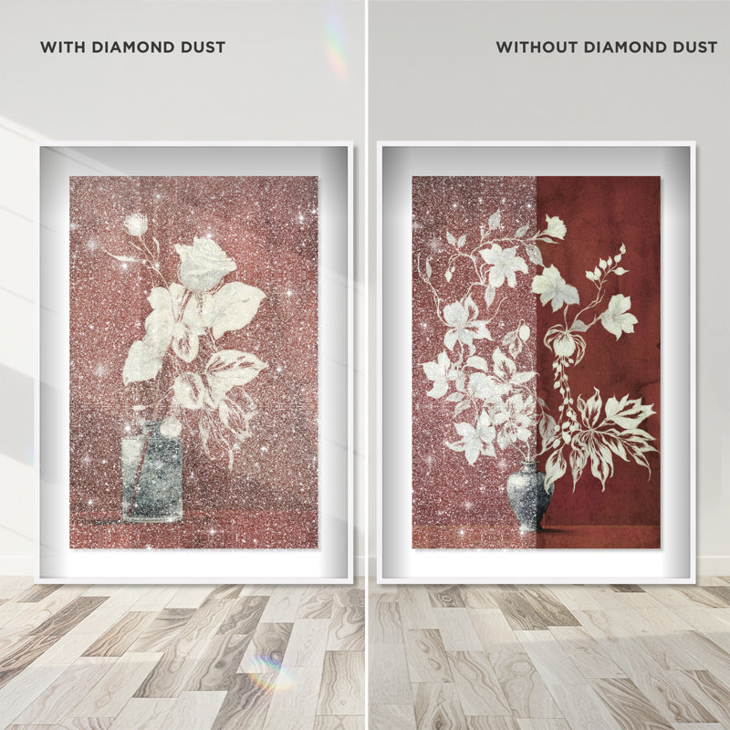 Romance Vases Set Shadowbox Floral & Botanical Print by Oliver Gal, Black Frame, 10 x 15, 11.5"H x 16.5"W, White Shadowbox