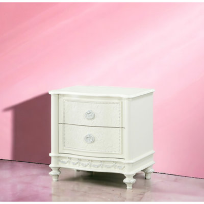 Nightstand With Finish And 2 Drawers, Side Metal Gliding System, Structure, Felt-Lined First Drawer, Pine Wood Composition, 40Lbs Weight Support, 26X26x16 Inches Product Size In Tone, Two Drawers