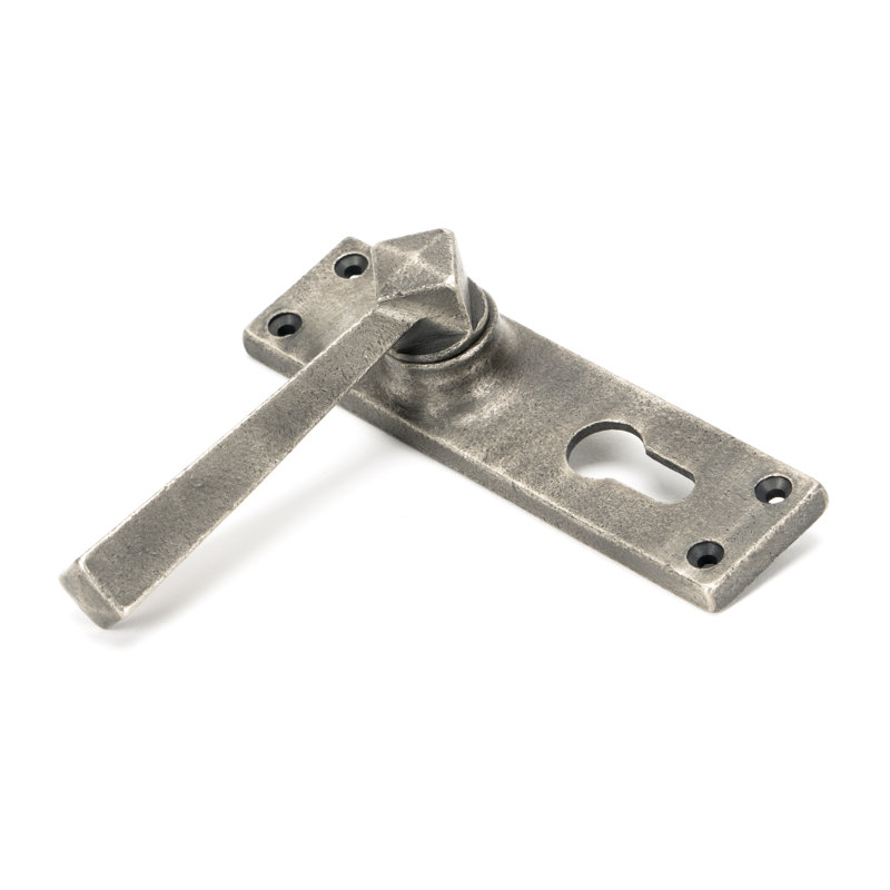 Straight Lock Door Handle, Antique Pewter