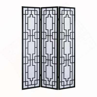 Sudoku 3 Panel Room Divider Screen, Black