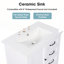 Meuble-lavabo de 30 pouces d'inspiration rétro avec lavabo en céramique, trois tiroirs et armoire à une porte pour beaucoup de rangement-834008605
