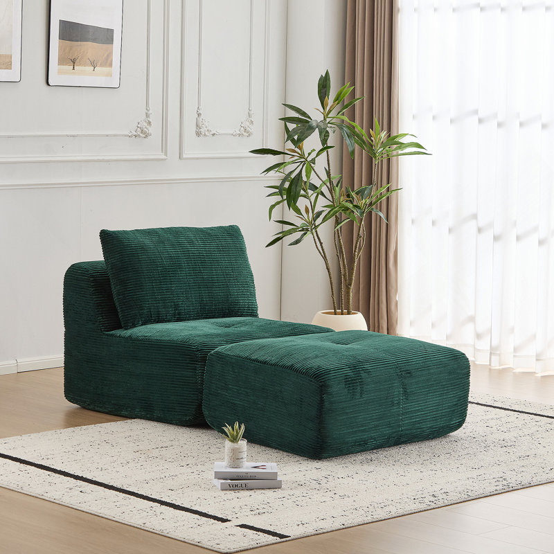 Canapé moderne en mousse à mémoire de forme avec repose-pieds mobile, Vert