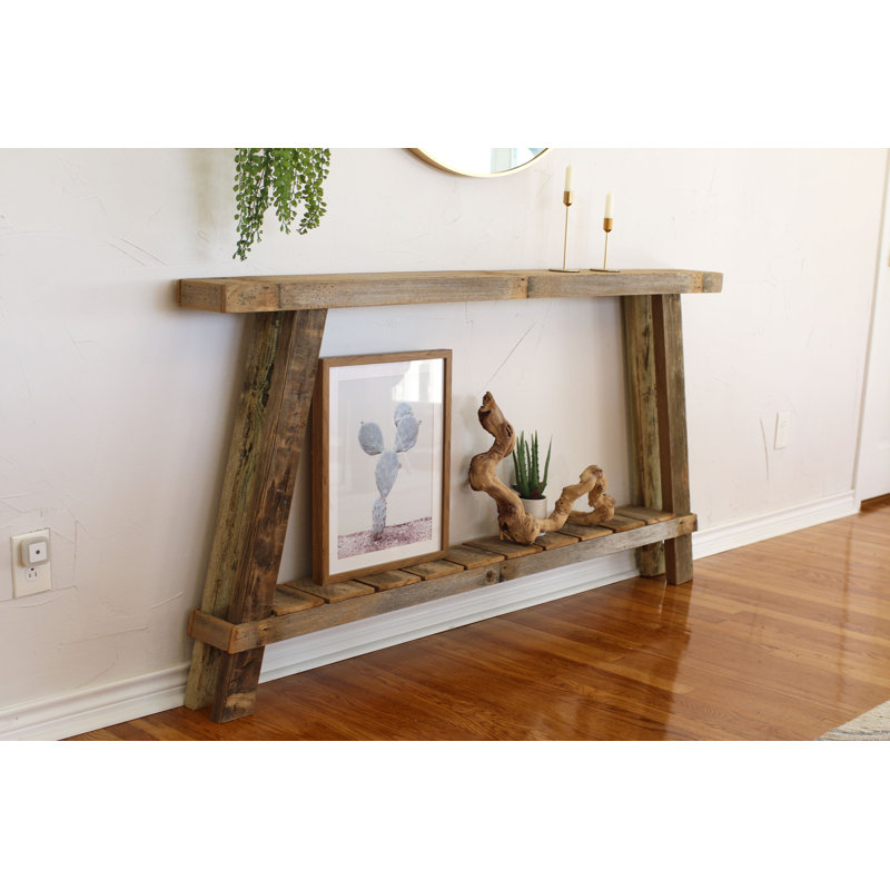 70x6x36h Oversized Skinny A-frame Console Table, Light Gray/Brown