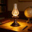 Lampe de table rétro avec abat-jour en verre craquelé - ampoule à effet de flamme à intensité variable 3 modes, design rustique victorien antique pour la chambre à coucher, le salon et le bureau
