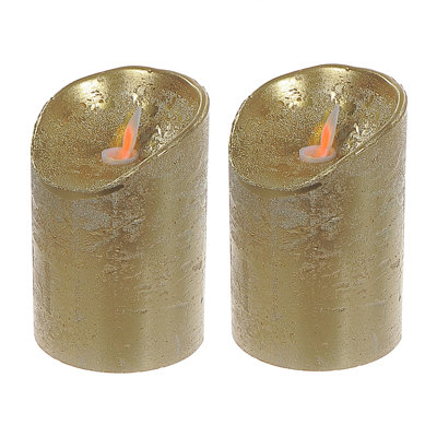 Led Sparkling Wax Candle- Set Of 2