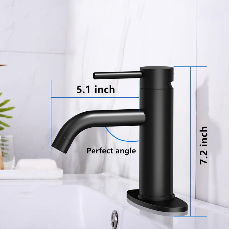 Modern Single-handle Bathroom Faucet with Drain Assembly, Matte Black