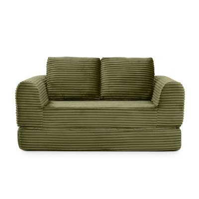 2-In-1 Folding Convertible Sofa Bed, Modern Corduroy Sleeper Couch With 2*Pillows, Futon Modular Upholstered Boneless Loveseat With Pull-Out Bed,Folding Floor Modular Couch For Living Room